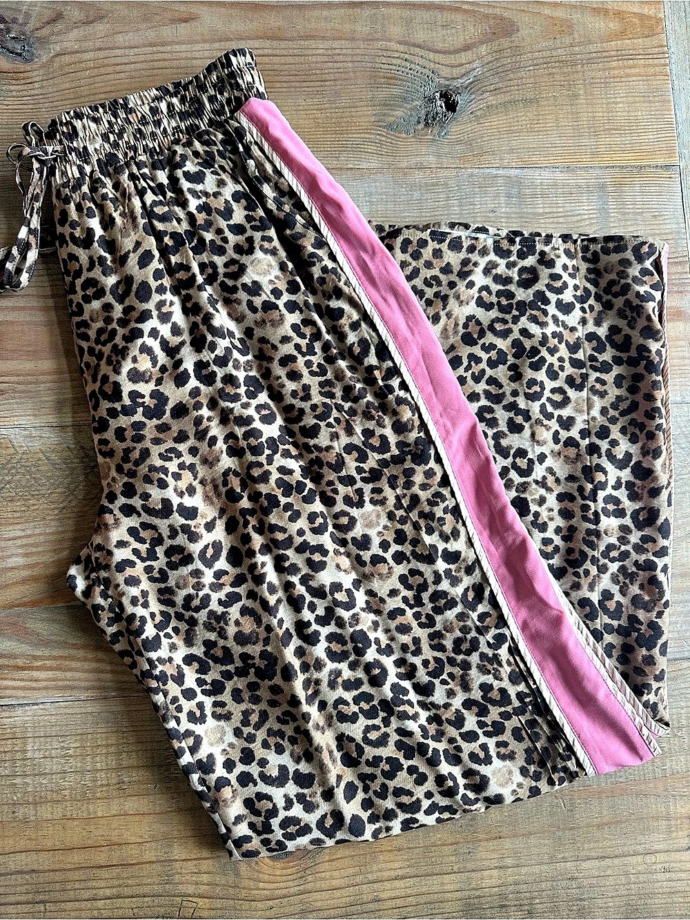 Boutique Pink Leopard Wide Leg Pant Brown & Pink Jaguar M L - Picture 4 of 4